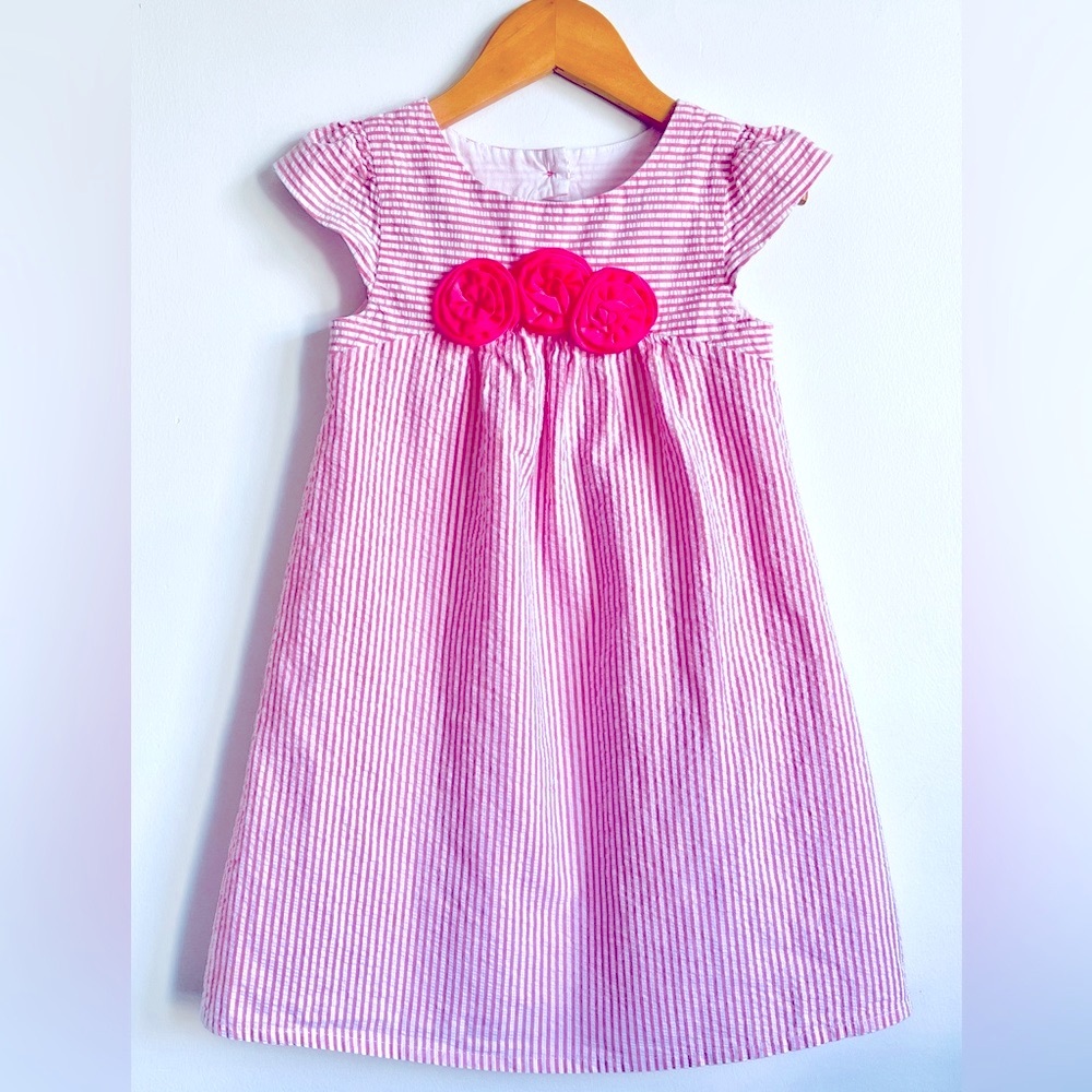Size 5T Gymboree Seersucker Pink&White Dress